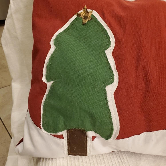 Handmade decorative primitive throw pillows with log cabin and Christmas tree - Picture 5 of 5